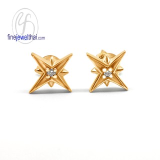 Finejewelthai ต่างหูเพชร-ต่างหูเงิน-เงินแท้ 925-ออกแบบพิเศษ-Silver-Design-Diamond-Earring - E1078cz-pg