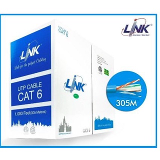LINK US-9106A CAT6 UTP (250 MHz) w/Cross Filter, 24 AWG, CM Blue ความยาว 305 เมตร/กล่อง
