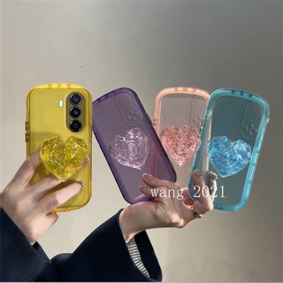 2022 Hot Selling Phone Case Huawei Nova Y70 Nova 9 SE 8i Honor 50 Lite เคส Case Simple Solid Color Transparent Casing with Gem Love Bracket Lens Protection Soft Cover เคสโทรศัพท์