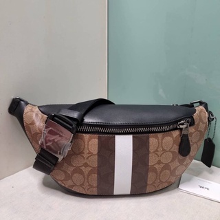 COACH 6706 WARREN BELT BAG IN SIGNATURE CANVAS WITH VARSITY STRIPE