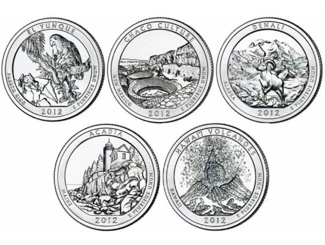 เหรียญควอเตอร์-ซีรีย์อุทยานแห่งชาติ-ปี-2012-5-เหรียญ