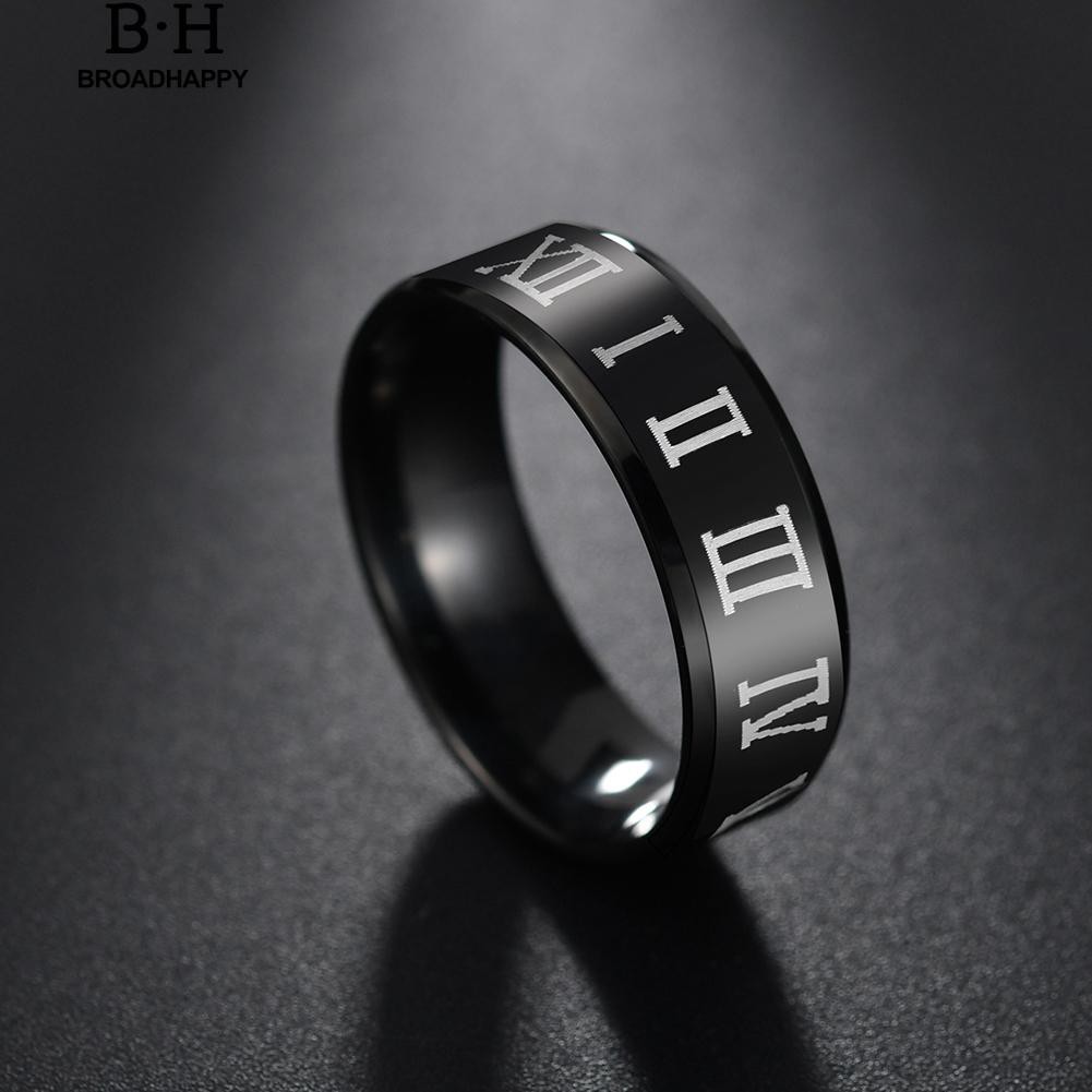 broadhappy-แหวนแฟชั่น-แหวนเกลี้ยง-สลักเลขโรมัน-สำหรับผู้ชาย