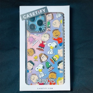 Casetify X PEANUTS เคสโทรศัพท์มือถือ PC แข็ง ขอบ TPU ลายฉลาก Snoopy สําหรับ IPhone 13 Pro MAX 12 Pro MAX 11 Pro MAX XS MAX XR X