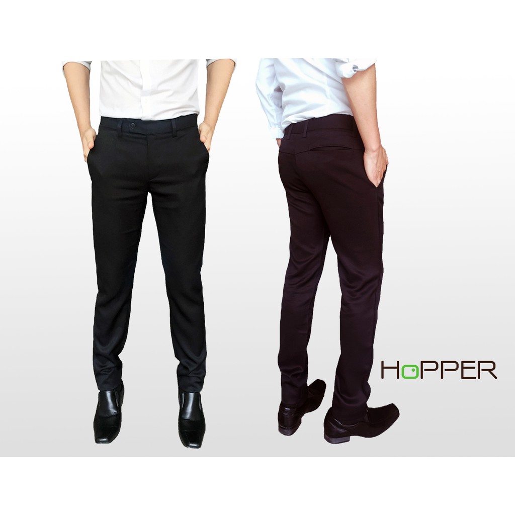 ภาพหน้าปกสินค้ากางเกงสแล็ค Hopper Progress ขาเดฟ(Slim) ผ้าเสิร์ท ดำ