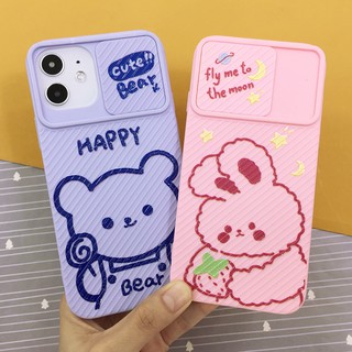 Samsung เคสซัมซุง เคสโทรศัพท์ฝาปิดเลนส์กล้องฝาสไลด์ เคสกันเลนส์กล้อง เคสสีพาสเทล พิมพ์ลายการ์ตูน เคสแฟชั่น เคสการ์ตูน