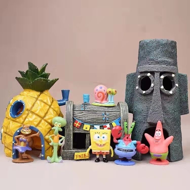 พร้อมส่งจ้า-ของตกแต่งตู้ปลา-เครื่องประดับตู้ปลา-spongebob-บ้านสับปะรด-ปราสาท-ของตกแต่ง-อุปกรณ์ตู้ปลา