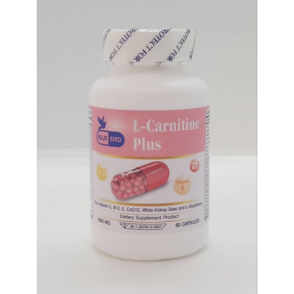 แอลคาร์นิทีน-พลัส-l-carnitine-plus-ตรา-บลูเบิร์ด-ขนาด-1000-มิลลิกรัม-60-แคปซูล