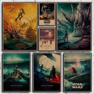 โปสเตอร์กระดาษคราฟท์ ลายดิสนีย์ Star Wars The Rise of Skywalker สไตล์วินเทจ สําหรับตกแต่งบ้าน