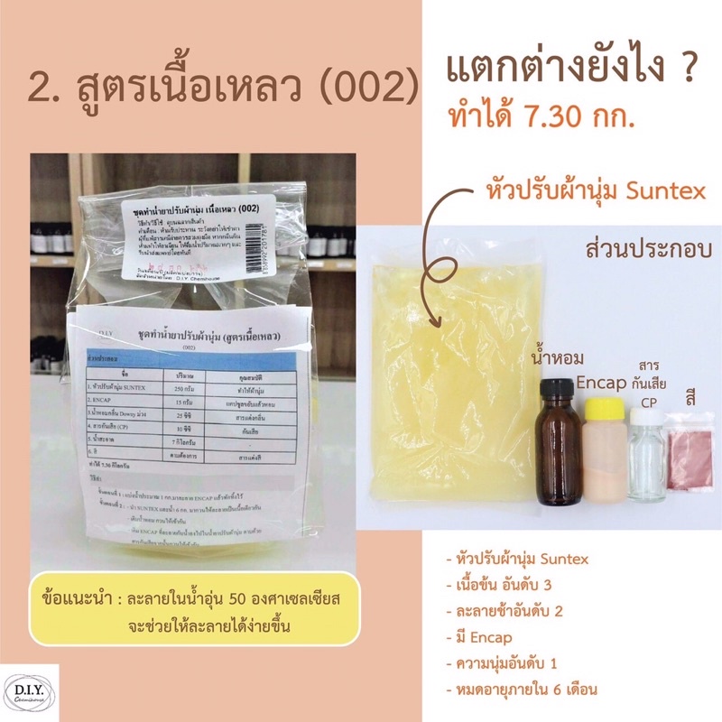 ชุดทำน้ำยาปรับผ้านุ่มแบบทำเอง-สูตรเนื้อเหลว-สูตรเข้มข้น-สูตรเนื้อข้น