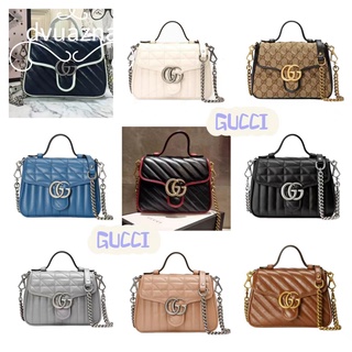 💯 ของแท้ GUCCI Marmont series mini messenger bag chain กระเป๋าสะพายไหล่แบบพกพา