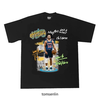 ผ้าฝ้าย 100%COTTON[Yootaaa] เสื้อยืดแขนสั้น ผ้าฝ้าย พิมพ์ลาย NBA Stephen Curry ทรงหลวม ใส่สบาย แฟชั่นสไตล์ฮิปฮอปเสื้อยืด