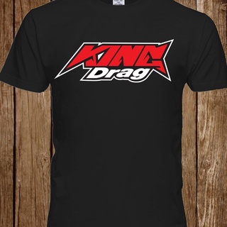 เสื้อยืดลําลอง ผ้าฝ้าย 100% แขนสั้น พิมพ์ลาย King Drag Racing Company สีดํา พลัสไซซ์ XS-XXXL สําหรับผู้ชาย ของขวัญวันเกิ