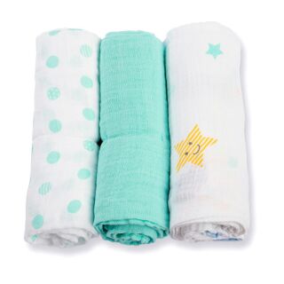 lulujo ผ้าอ้อมมัสลินคอตตอน 3 Pack Cotton Mini Muslin Cloths - Dreamland