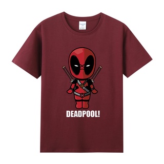เสื้อยืดผ้าฝ้าย┋เสื้อยืดคอกลมแขนสั้นผ้าฝ้ายสำหรับผู้ชายและผู้หญิงฤดูร้อนหลวม Marvel Deadpool AvengersL XL  XXL 3XL