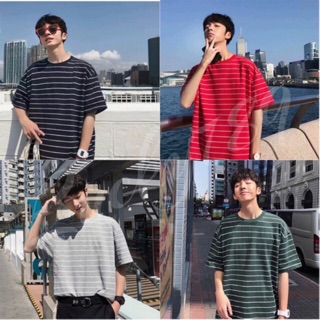 ภาพหน้าปกสินค้า🔥 พร้อมส่ง 🔥  เสื้อยืด Oversize 🌈ลายริ้ว สไตล์เกาหลี (ใส่ได้หญิงชาย) No.168 ที่เกี่ยวข้อง