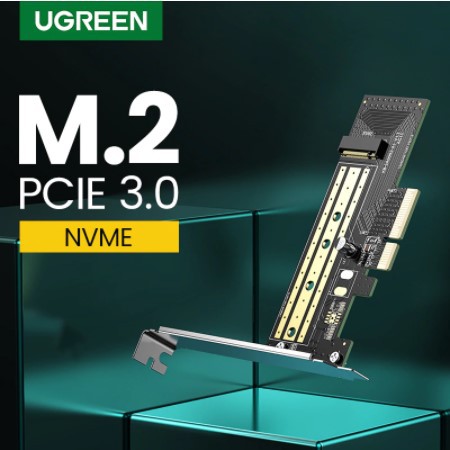 ภาพหน้าปกสินค้าUgreen PCIE to M2 Adapter NVMe M.2 PCI Express Adapter 32Gbps PCI-E Card x4/8/16 M&B Key SSD Computer Expansion Cards