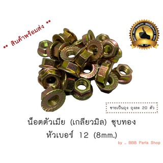 น็อตตัวเมีย ชุบทอง เบอร์ 12 (8mm.)