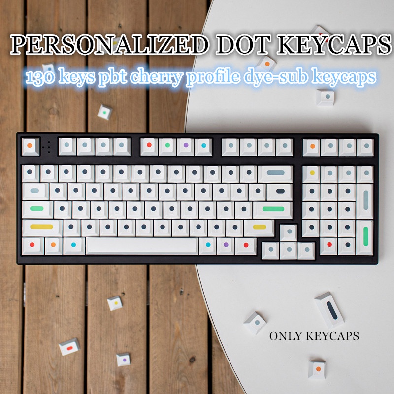130 คีย์ PBT Keycaps โปรไฟล์เชอร์รี่ DYE-SUB Keycap สําหรับคีย์บอร์ด ...