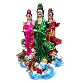 เจ้าแม่กวนอิมประทานพร ประทับยืนบนมังกร ลงสีสวยงาม(กว้าง6นิ้ว สูง14นิ้ว) ผ่านพิธีปลุกเสกแล้วบูชาขอพรให้สำเร็จได้ในทุกด้าน
