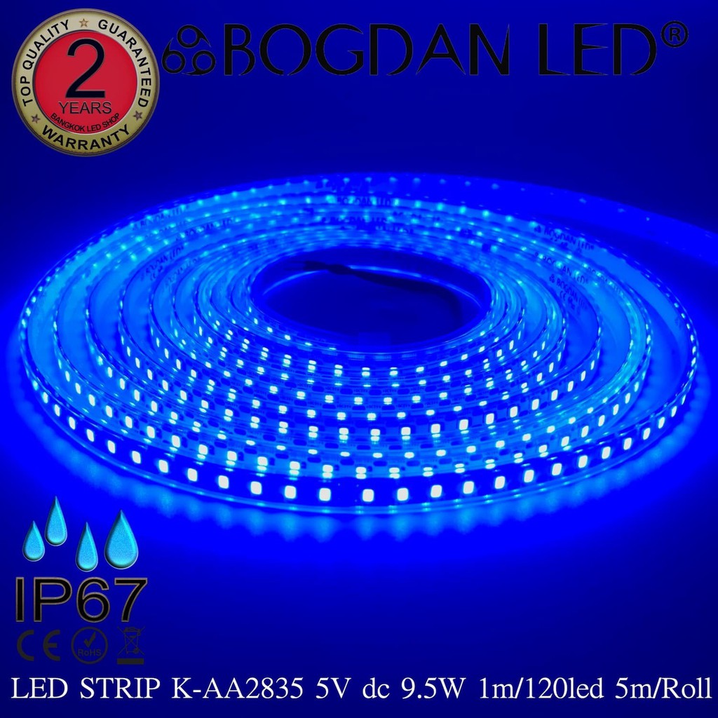 led-strip-k-aa2835-120-blue-dc-5v-9-5w-1m-ip67-ยี่ห้อbogdan-led-แอลอีดีไฟเส้นสำหรับตกแต่ง-600led-5m-47-5w-5m-grade-a