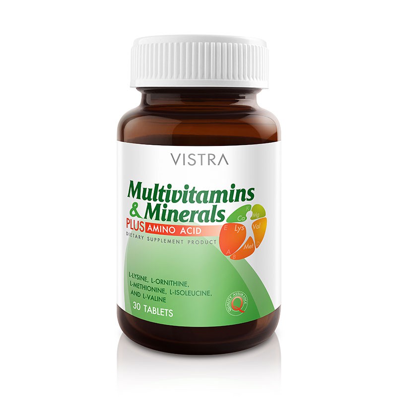 ภาพสินค้าVistra Multivitamins & Minerals Plus Amino Acid วิสทร้า มัลติวิตามิน วิตามินรวม แร่ธาตุ ผสม กรดอะมิโน เสริมอาหาร จากร้าน bigya.drugstore บน Shopee ภาพที่ 4