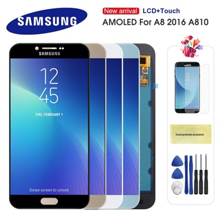 5.7&#39;&#39; Super AMOLED A810 หน้าจอสัมผัส Lcd แบบเปลี่ยน สําหรับ Samsung Galaxy A8 2016 A810 A810F A8100