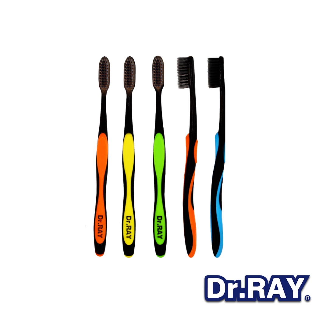 ซื้อ1แถม1-dr-ray-แปรงสีฟัน-แพค-4-ด้าม-ขนชาโคลนุ่มพิเศษ-ลดการสะสมของแบคทีเรีย-ด้ามจับกันลื่น-d11