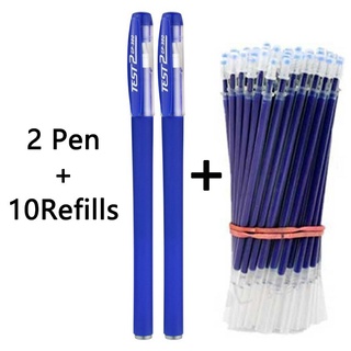 สินค้า 0.5 มม 0.38มม 2 ปากกา + 10 เติม ballpen ชุดปากกาเจลสีดำเจลหมึกสีสำนักงานโรงเรียนปากกา จุดเติมเติมทุกวันเขียนปากกาโน้ตบุ๊