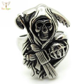 ภาพหน้าปกสินค้า✈ Gothic Men\'s Sons of Anarchy 316L Stainless Steel Punk Biker Finger Ring Jewelry Gift ซึ่งคุณอาจชอบสินค้านี้
