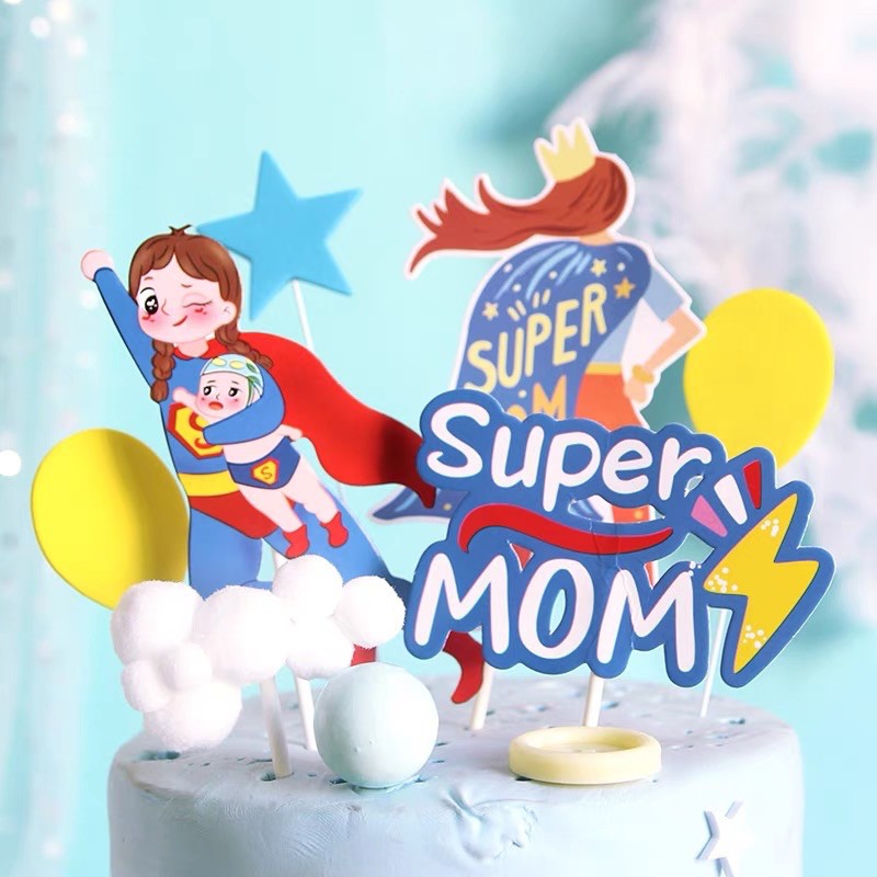 ภาพหน้าปกสินค้าป้ายปักเค้ก Super Mom ป้ายตกแต่งเค้กวันเกิด ป้ายปักเค้ก จากร้าน warmsunshine1.th บน Shopee