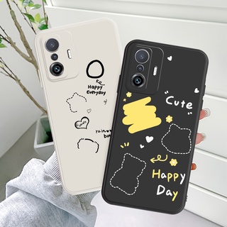 เคสโทรศัพท์มือถือ ซิลิโคนนิ่ม ขอบตรง ลายหมีน่ารัก เรียบง่าย สําหรับ Tecno Spark 6 GO Spark 6 Air 7 Pro Tecno Camon 17 Pro 17P