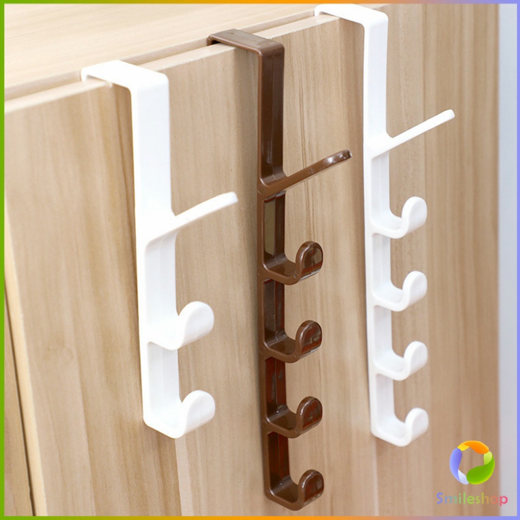 smileshop-ที่แขวนประตู-ตะขอแขวนประตู-5-ขอ-ที่แขวนของเกี่ยวประตู-ส่งคละสี-back-door-multipurpose-hanger