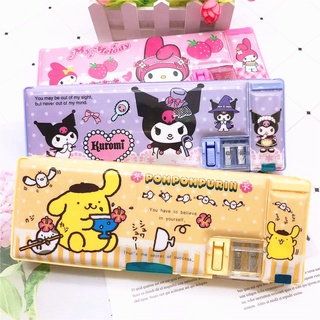 กล่องดินสอ ลายการ์ตูน Kuromi Sanrio Cinnamoroll My Melody อเนกประสงค์ สองด้าน เครื่องเขียน สําหรับเด็กนักเรียน