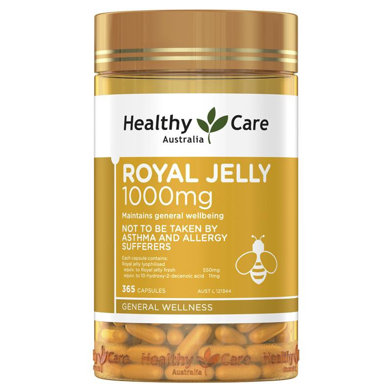 ภาพหน้าปกสินค้าHealthy Care Royal Jelly 1000 mg 365 capsules รอยัลเจลลี่ นมผึ้งจากออสเตรเลีย จากร้าน eucerinthiiland บน Shopee