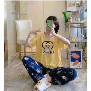 A-117 พร้อมส่ง🚚 👚ชุดนอนใส่สบาย ชุดนอนแนวสาวเกาหลี เสื้อแขนยาว+ขายาว