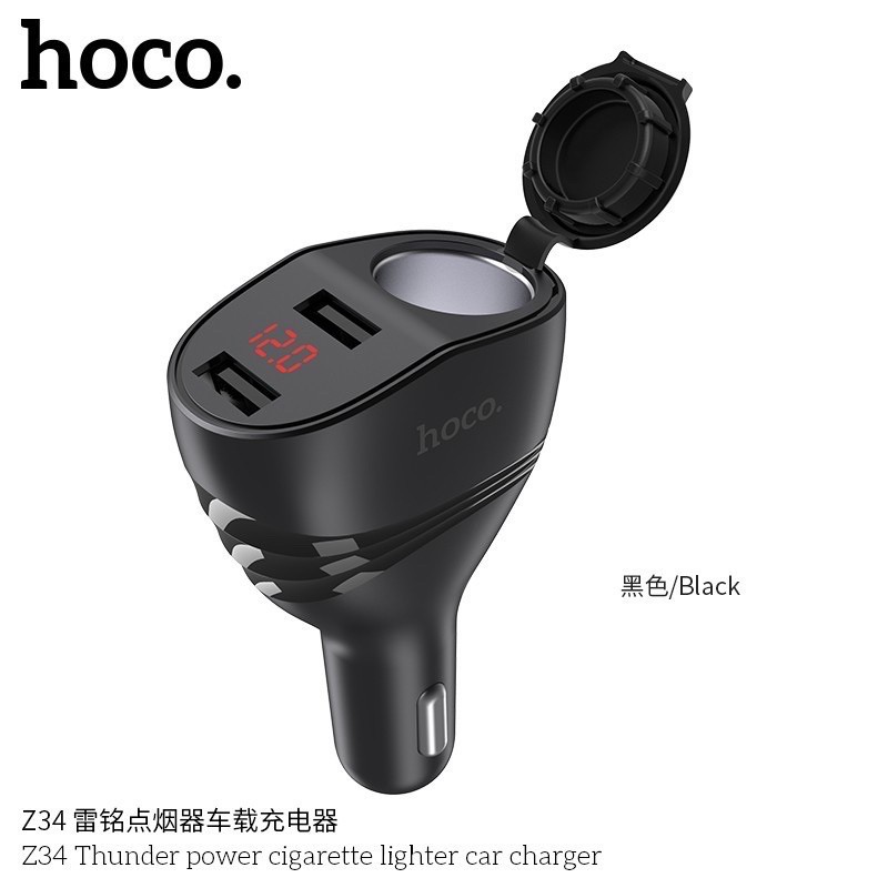 hoco-z34-หัวชาร์จในรถยนต์-usb-อะแดปเตอร์ชาร์จดิจิตอล-led-จอแสดงผล