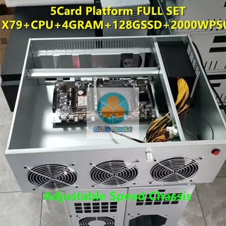 เคสเมนบอร์ด 5 GPU พร้อม Bitcoin BTC-X79 สําหรับขุดเหมือง 3060 3080 3090 GPU 4GRAM+128GSSD+2000WPSU
