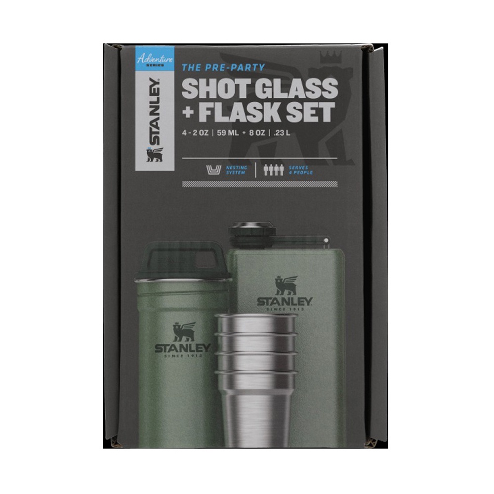 stanley-แก้ว-รุ่น-adventure-steel-shots-flask-gift-set-hammertone-green