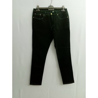GSP Experiment Jeans จีเอสพี กางเกงยีนส์ กางเกงยีนส์สีดำทรง Slimleg doublefit  (PL2WBL)