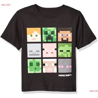 NEW Cartoon COD การ์ตูน มายคราฟ Minecraft Big Boys Box Figures Creepers Round Neck Short Sleeve T-Shirt, Black &gt; เสื้อยื