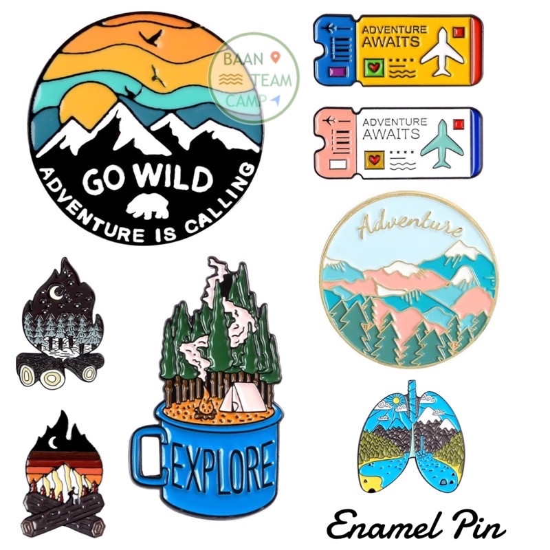 เข็มกลัด 🏕 camping 07 pin พิน แคมป์ปิ้ง เดินทาง กระเป๋า หมวก เสื้อ เดิน ...