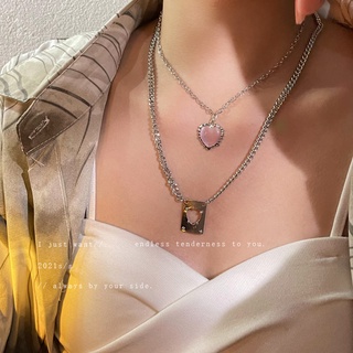 Love Hollow Square Brand Double Layer Necklace Womens Design Clavicle Chain Style Necklace for girls for women low pric