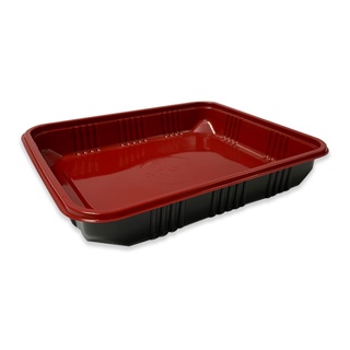 เอโร่ ถาดอาหาร 1ช่องดำแดง พร้อมฝา ยกแพ็ค 25ชิ้น ถาดใส่อาหาร กล่องอาหาร กล่องเก็บอาหาร ARO LUNCH BOX FOOD CONTAINER 1HOLE