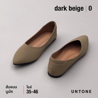 รองเท้าคัชชูไซส์ใหญ่ 35-46 ไม่มีส้น สีเบจเข้ม ผ้านูบัค แบรนด์ UNTONE [ Dark beige 0 ]