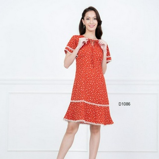 AMILA Dress AM-D1086 ชิฟฟอนโดบี้ แขนสั้น IGPU23-1