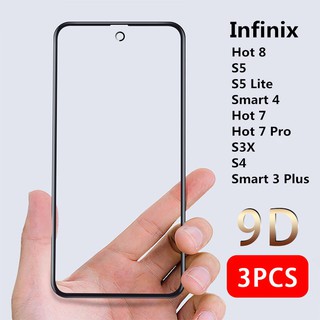 สําหรับ Infinix Hot 8 Hot 7 Hot 7 Pro S4 S5 S5 Lite Smart 4 Smart 3 Plus Hot 9 Play Note 7 Hot 10 Play มี 3 ชิ้น ฟิล์มกระจกนิรภัยกันรอยหน้าจอ 9D