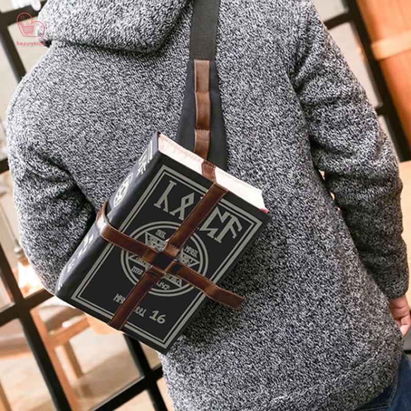 ภาพหน้าปกสินค้าGothic Magical Spell Book Messenger Crossbody Bag Gift Cosplay Adjustable for Students HT