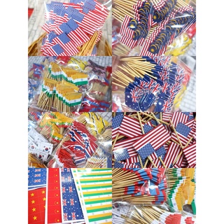 ธงปักอาหารนานาชาติ เกรด AAA (กันน้ำ / งานไทย ส่งจากไทย !! ) 🎌🇺🇸🇰🇷🇯🇵🇬🇧🇦🇺🇨🇵🇹🇭