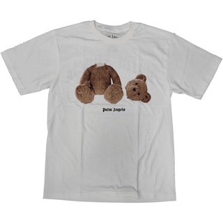 Palm Angels White T-shirt With Plush Embroidery Bear X-eyes, 56% OFF