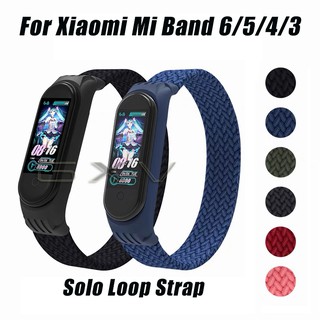 ราคาSolo สายรัดข้อมือไนล่อนยืดหยุ่นสําหรับ Xiaomi Miband 6 / 5 / 4 / 3 Wristband สําหรับ Mi Band 5 4 3